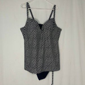 Lane Bryant One Piece Tank Swim Suit 22 Polka Dot